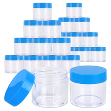 24 Pieces 30G/30ML Round Clear Cosmetic Sample Jars Container Blue Lid BPA Free