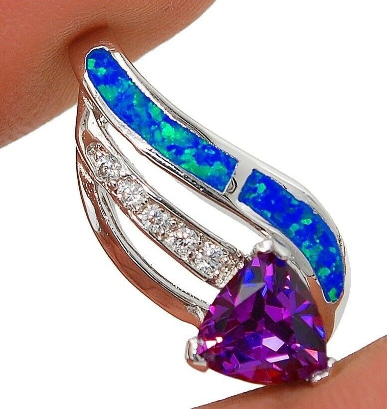 1CT Amethyst 925 Solid Sterling Silver Pendant Jewelry OE8