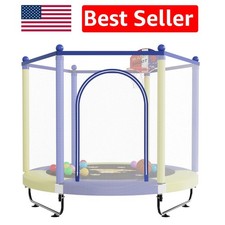 Delight Your Kids with 60  Indoor/Outdoor Trampoline with Basketball Hoop