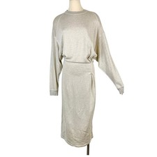 Isabel Marant Etoile Meg Sweatshirt Midi Dress Terry in Ecru Size 42 US 10 NWT