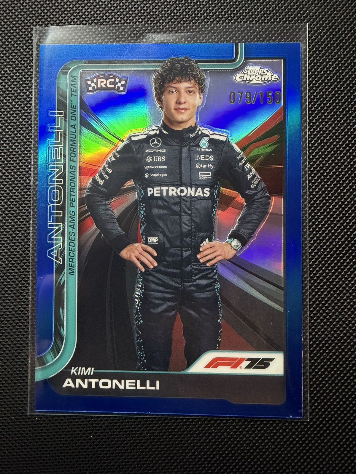 2025 Topps Chrome F1 Kimi Antonelli Blue Refractor /150 Rookie RC 8