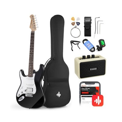 Donner 39 Inch Left-Handed Electric Guitar Kit Solid Body Black Lefty Beginne...