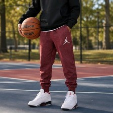 Nike Air Jordan Youth L 12-13 Red Joggers Jump Man Athletic Pants Pockets