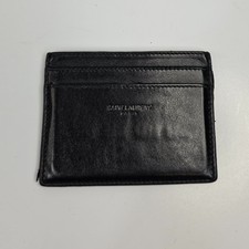 Saint Laurent Card Holder Black Leather Slim Wallet Paris Made France