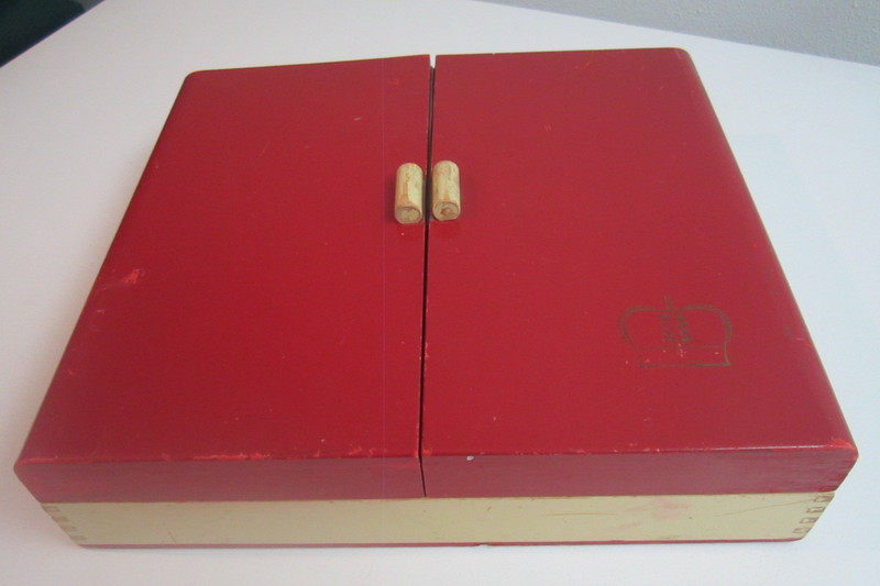 Vtg Wood Silverware Storage Box-Dove-tailed Corners-Unique Double Hinged Top