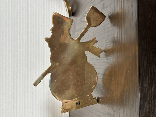 Vintage Messing Weihnachten Strumpfhalter Langarm STERN, SCHLITTEN, SCHNEEMANN Mantel - Bild 11 von 24