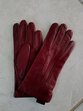 NEW J.Crew Italian Leather Tech Touch Gloves Burgundy Small Cashmere Lined BA145