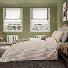 Image of Helena Springfield Harvest Moon Ticking Stripe Duvet Cover Set Green & Pink