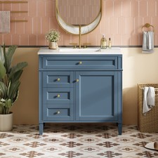 36'' Bathroom Vanity with Top Sink, Modern Bathroom Storage Cabinet with 2 Dra