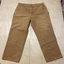 Carhartt Canvas Duck Pants Mens 42x30 B11 BRN Carpenter Loose Work Utility