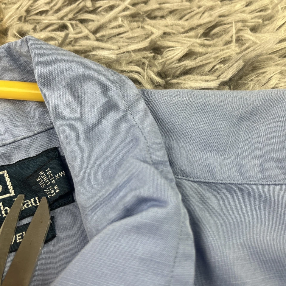 Polo Ralph Lauren Shirt Mens Medium Blue Caldwell Silk Linen Short Sleeve Camp - Image 4 of 4