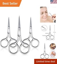 3-Pack Stainless Steel Nose Scissors for Precise Eyebrow Facial Hair Grooming