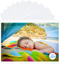 10 Pack 4"X6" Premium Super Slim Magnetic Picture Pockets Frames Holds 4 X 6 Inc