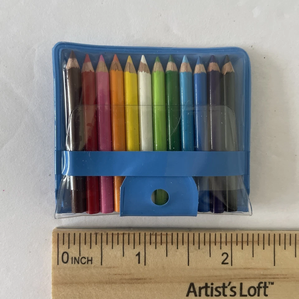 Vintage Be Goody Japan 12 Mini Colored Pencils Blue Case - Image 2 of 3