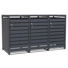 Mülltonnenbox Müllbox Mülltonnenverkleidung 3 Türen Box mit Deckel Anthrazit