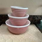 Vintage 1960s PYREX Pink Rainbow Stripe Mixing Bowls- 401 402 403