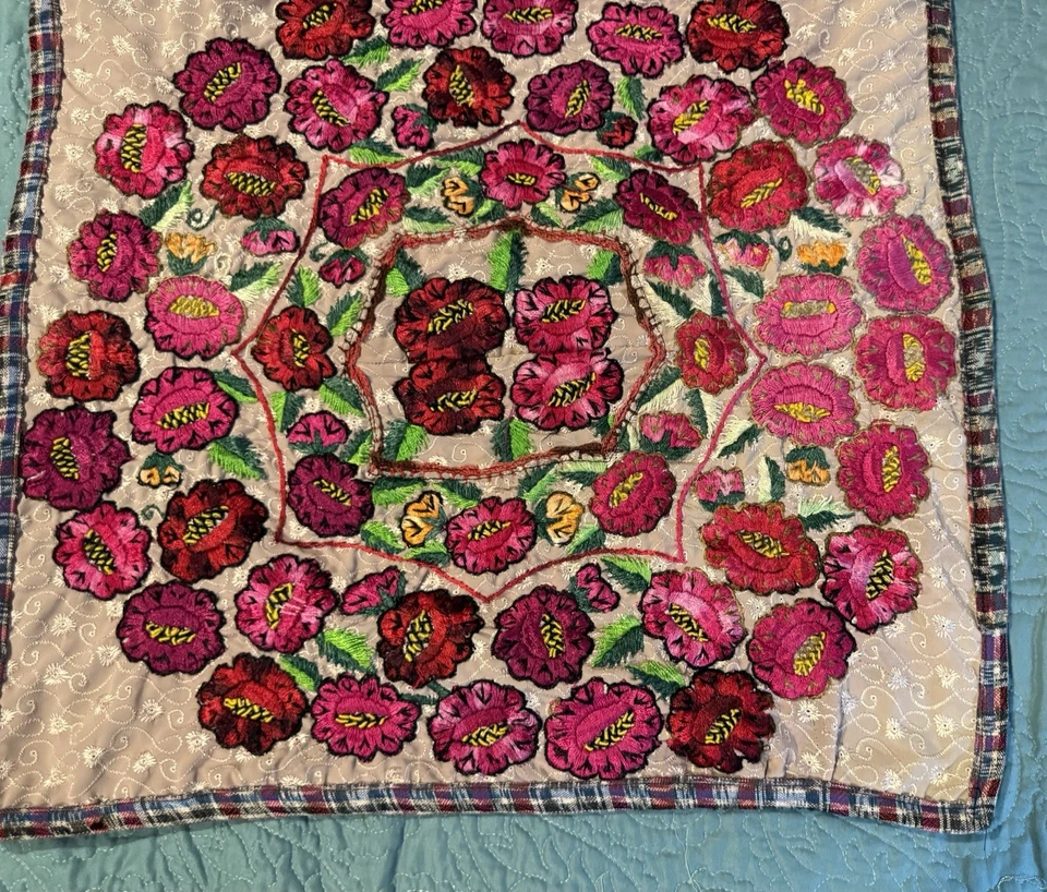 Kissenhülle Guatemala Tribal Blumen Lilie Patchwork Neu Baumwolle Huipil Braun #35 - Bild 4 von 4