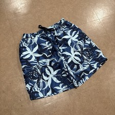 Floral Hibiscus Floral Pattern Blue Swim Trunks Size Medium
