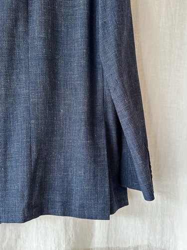 Luigi Bianchi Mantova Blazer Blue Linen Blend - Size 50 - Made In Italy - Picture 5 of 8