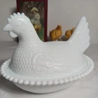 Beautiful Indiana Glass Vintage White Milk Glass Hen On Nest Candy Dish EUC