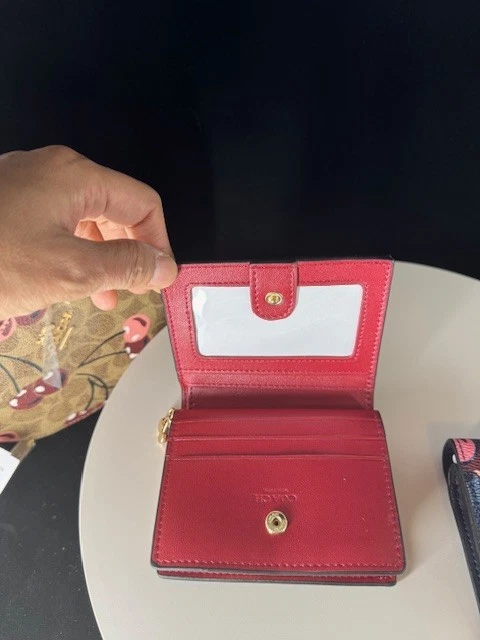 Coach Snap Wallet coated Signature Canvas With pink Cherry Print, NWOT - Image 2 of 4