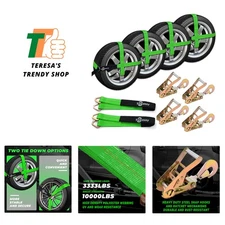 Heavy Duty Car Tie Down Straps for Trailers 4PK 2 Inch x 10 Feet 10000lb G1N