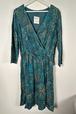 Lands' End Women's Banded Wrap Dress Long Sleeve Floral Green Size Medium New