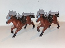 Lot of 2 VTG 1999 Papo Brown Horses Zur Galop, scale 1:20, Running Horse