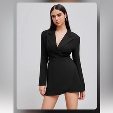 Cider COLLAR SOLID BUTTON MINI DRESS CC9-6 L