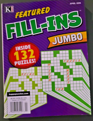 Featured Fill-Ins Jumbo - by Kappa - Inside 132 Puzzles! - April 2026 Issue