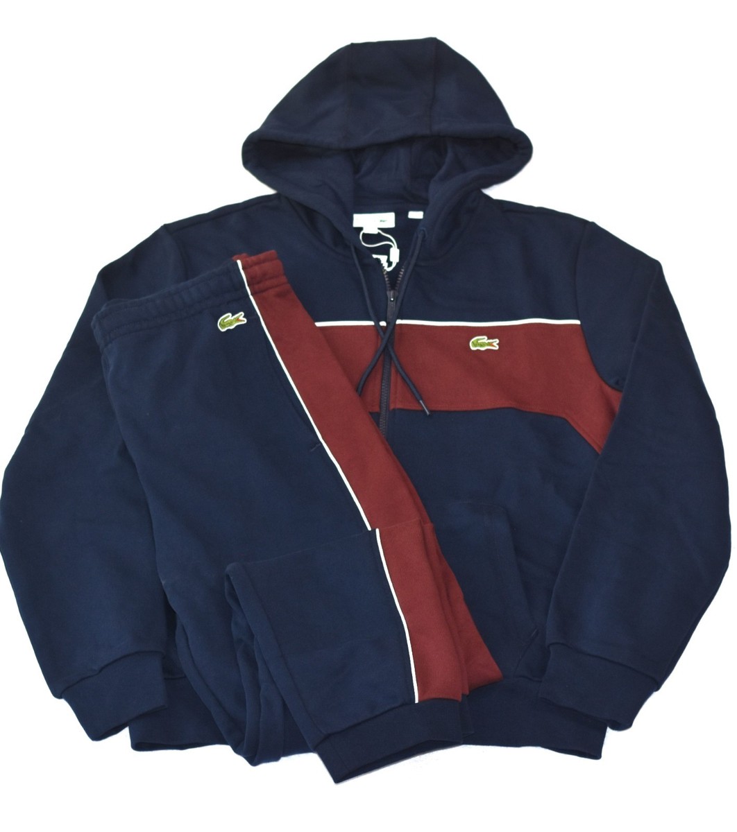 LACOSTE フード付きジャケット US S Lacoste Sweatsuit Fleece Hoodie Sweatpants Colorblock Set Mens