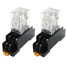 Bonsicoky 2 Pcs DC 12V Coil 8 Pin 10A DPDT Electromagnetic Power Relay with L...