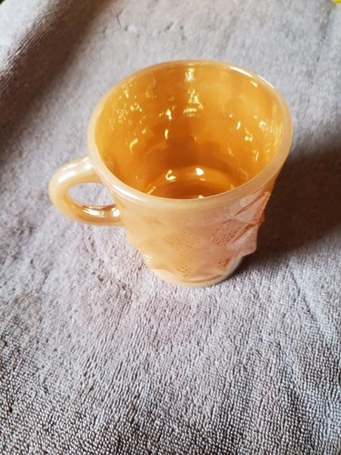 Vintage Anchor Hocking Fire King Kimberly Diamond Peach Luster Coffee Cup Mug