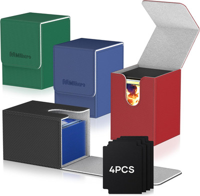 4 Pack Card Deck Box, Commander Deck Box Holds 400+ Single Sleeved Cards with 4