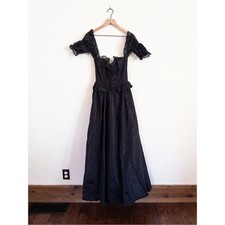 Vintage Gunne Sax Jessica Black Victorian Prairie Maxi Dress Lace Corset Gothic