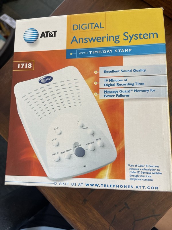 AT&T Digital Answering System  - 1718 - Time & Day Stamp • NIB - White