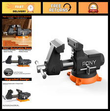 Heavy Duty 4" Bench Vise 4400LBS Clamping Force, 360° Rotatable Base, Anvil - Id