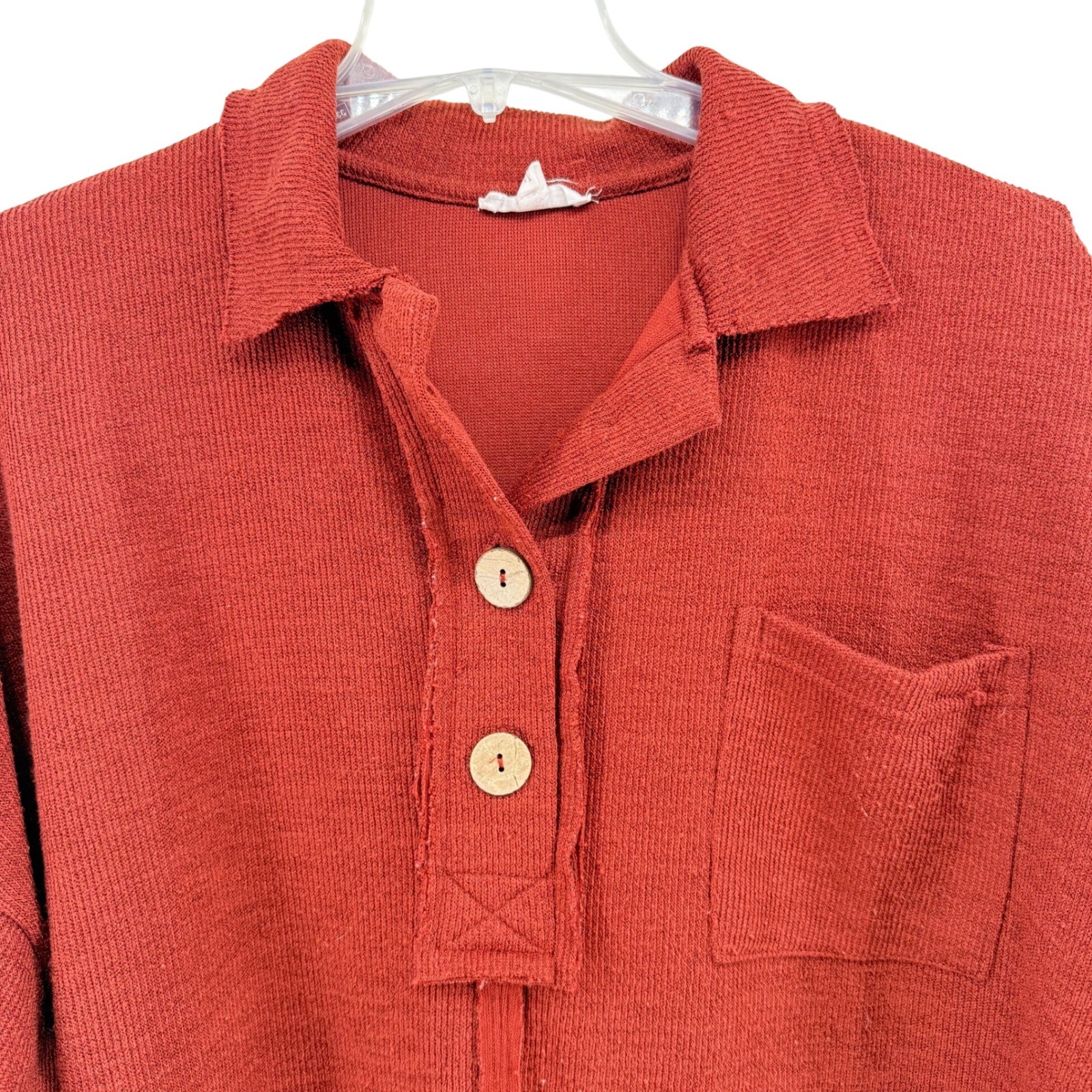 Blu Pepper Rust Ribbed Collared Button Front Pock… - image 2