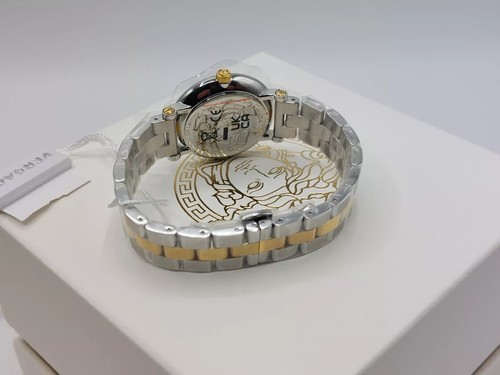 Versace Stunning Greca Flourish Wrist Watch 35mm Green Dial Two Tone SS Boxed - Picture 9 of 15