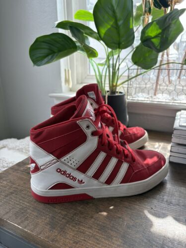Adidas Boys Hard Court High J Red White Red Shoes Sneakers D74418 Size 5.5