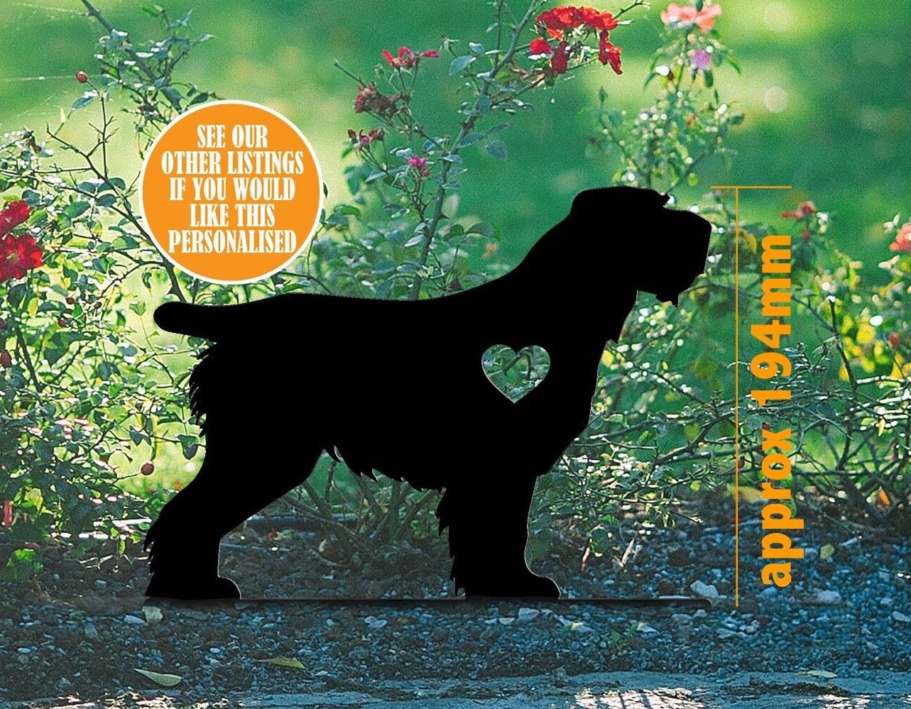 Italian Spinone Silhouette Metal Garden Ornament, heart optional Dog