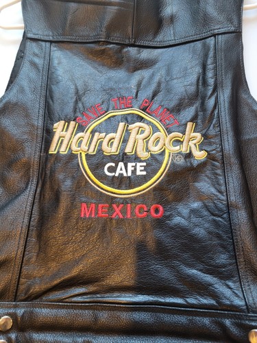 Vintage Hard Rock Cafe Mexico Save The Planet Leather Jacket / Vest RARE - Picture 9 of 16