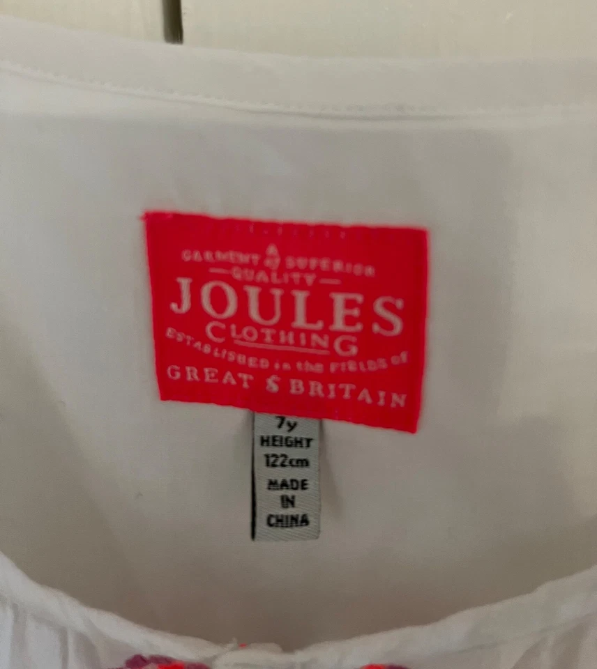 Vestido JOULES (Reino Unido) Blanco Con Detalles Bordados - Talla 7 (122 cm) Foto 3 de 4