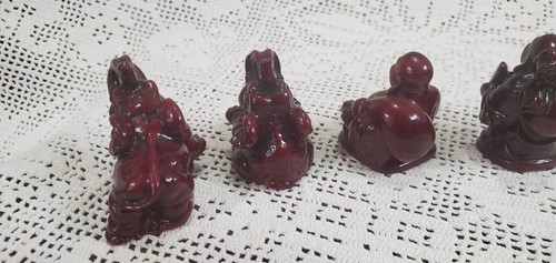 SET MIT 9 2" Glücklicher Buddha und Elefant Statue Figuren kastanienbraunes Harz Feng Shui - Bild 8 von 8