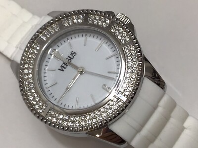 VERSUS By VERSACE Sertie WHITE CRYSTALS WATCH w/ Box, Card, Tag - NEW