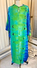 Caftan Kaftan Mumu Cotton Tie Dyed Blue Green Women Men Unisex New Light Weight