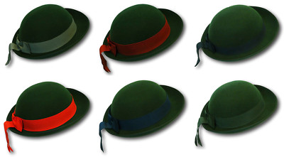 Filzhut Damen / Mädchen grün Bowler Style mit farbigem Band - Schuluniform 