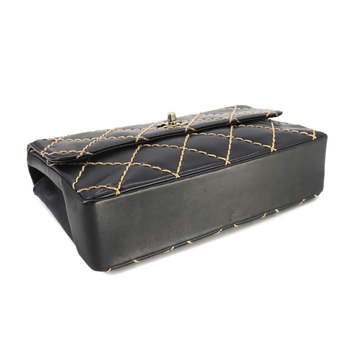 Chanel Wild Stitch Chain Shoulder Bag Leather Black A14687