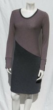 $119 THREE DOTS Taupe Gray Colorblock Soft Knit Long Sleeves Dress USA M L EUC
