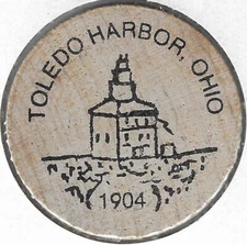 Toledo Harbor, Ohio Lighthouse, Penn-Ohio Wooden Money Collectors, Wooden Nickel